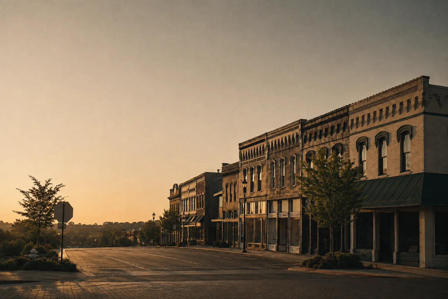 A local business storefront at first light